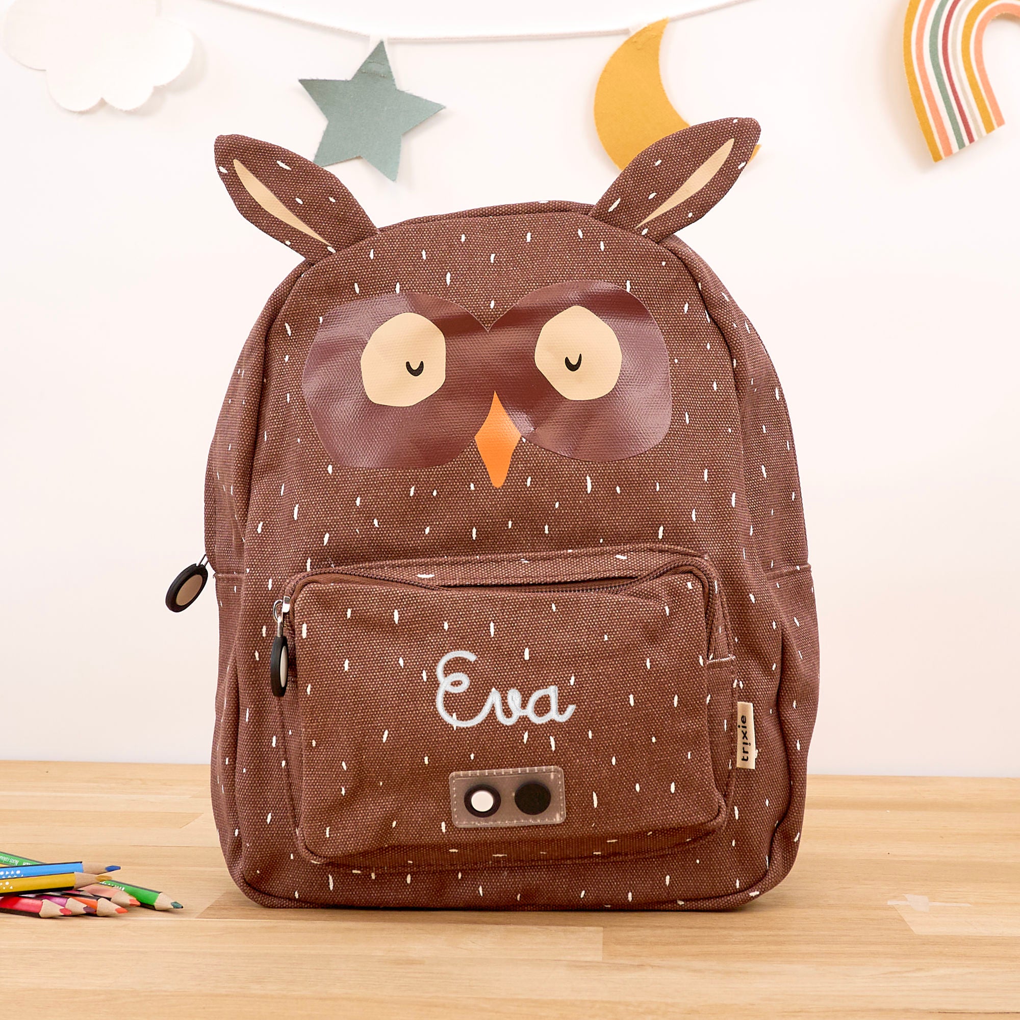 Kinderrucksack mit Namen - Eule / Trixie