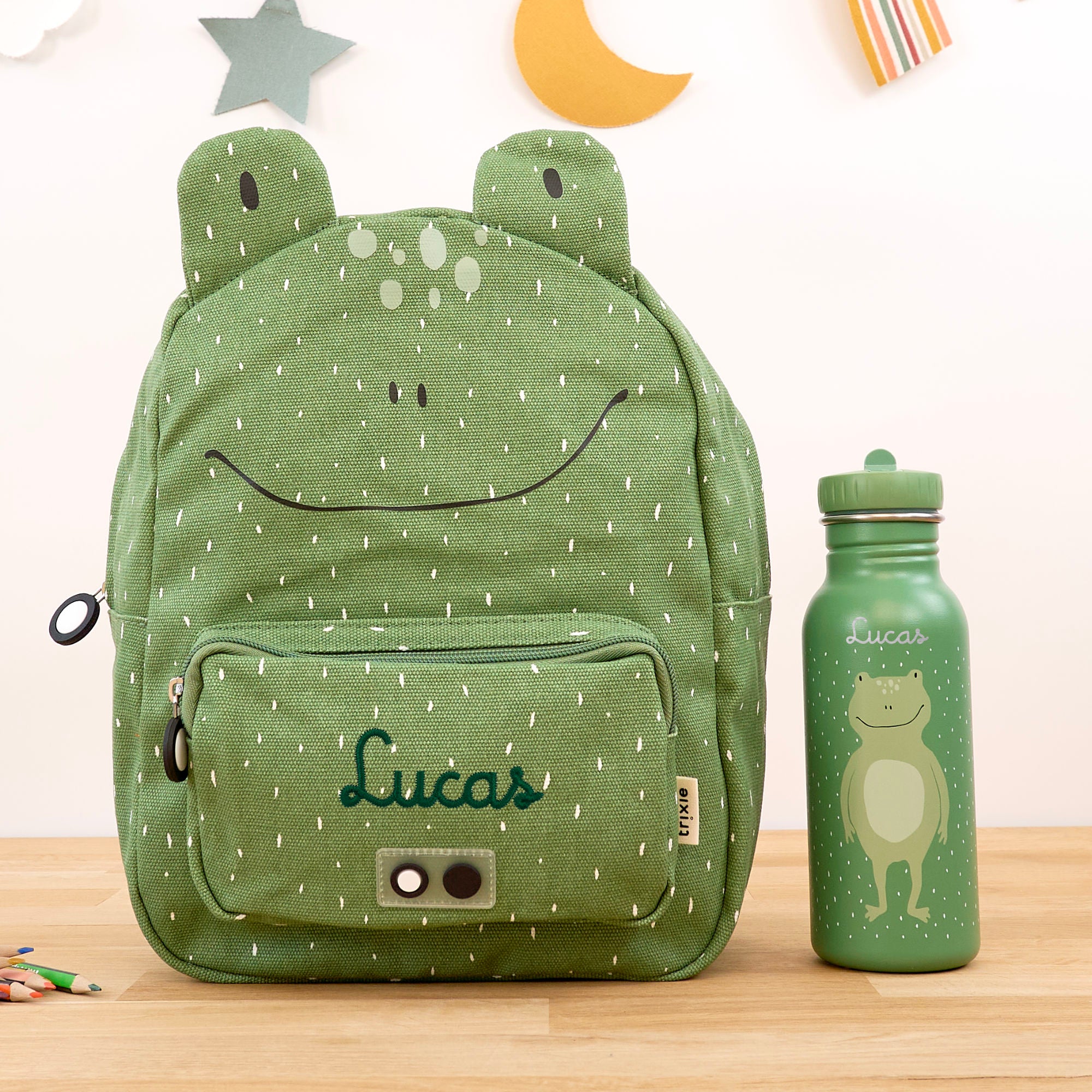 Kinderrucksack Set mit Namen - Frosch / Trixie