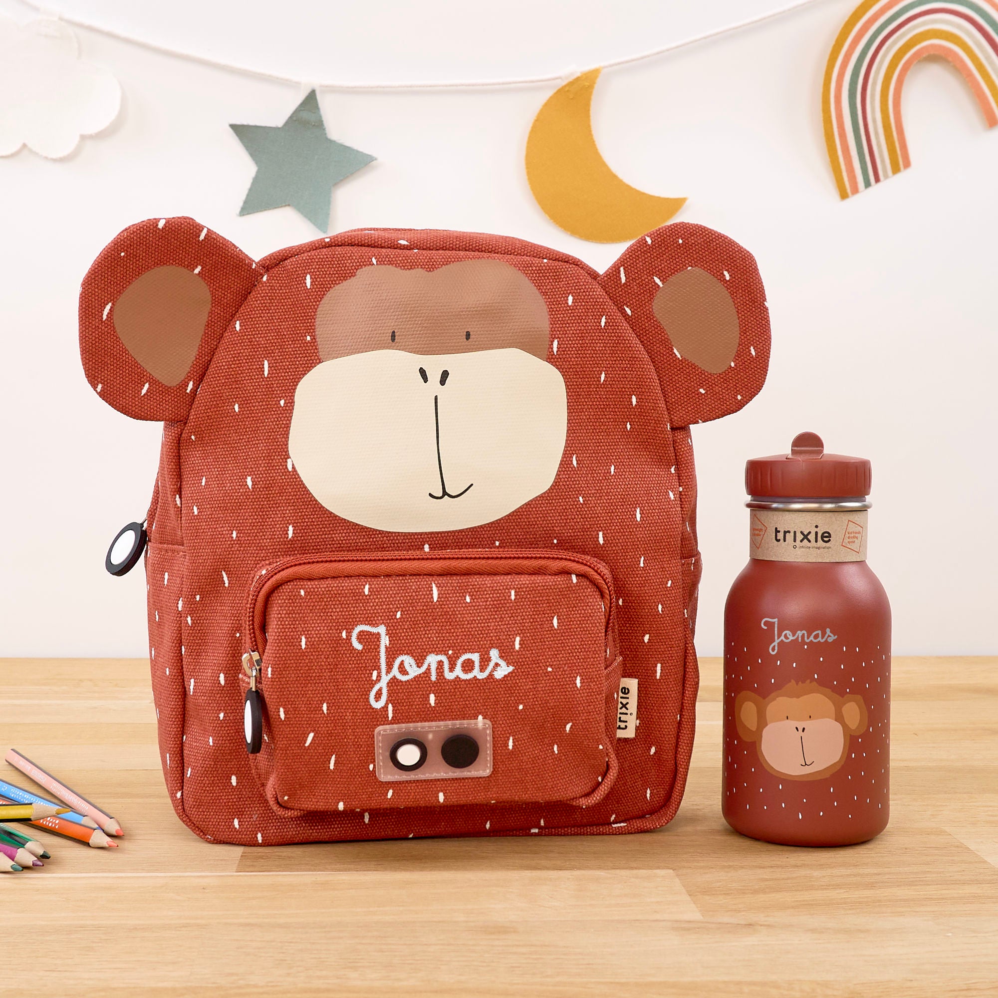 Trixie Mini Kinderrucksack Set mit Namen - Affe