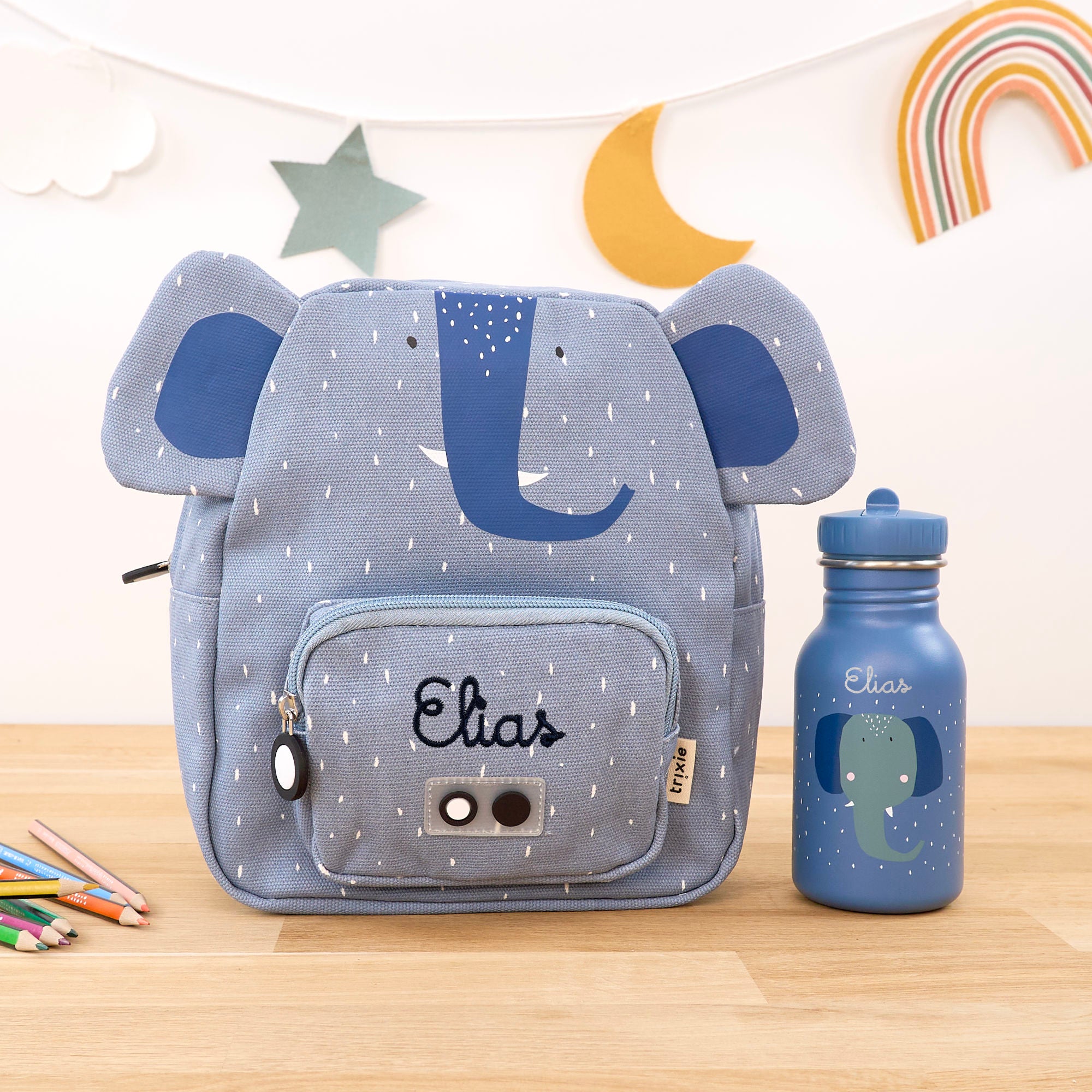 Mini Kinderrucksack Set mit Namen - Elefant / Trixie