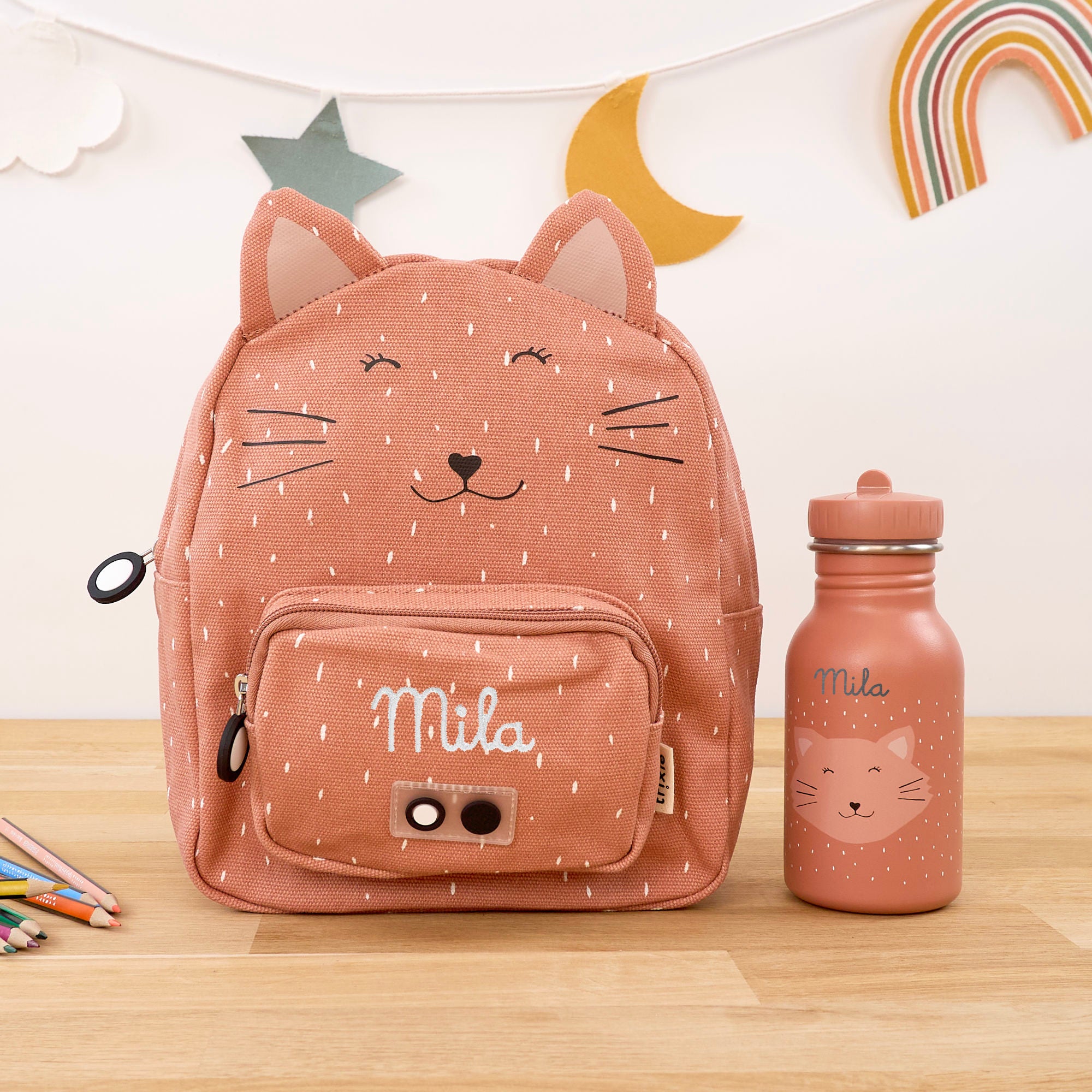 Mini Kinderrucksack Set mit Namen - Katze