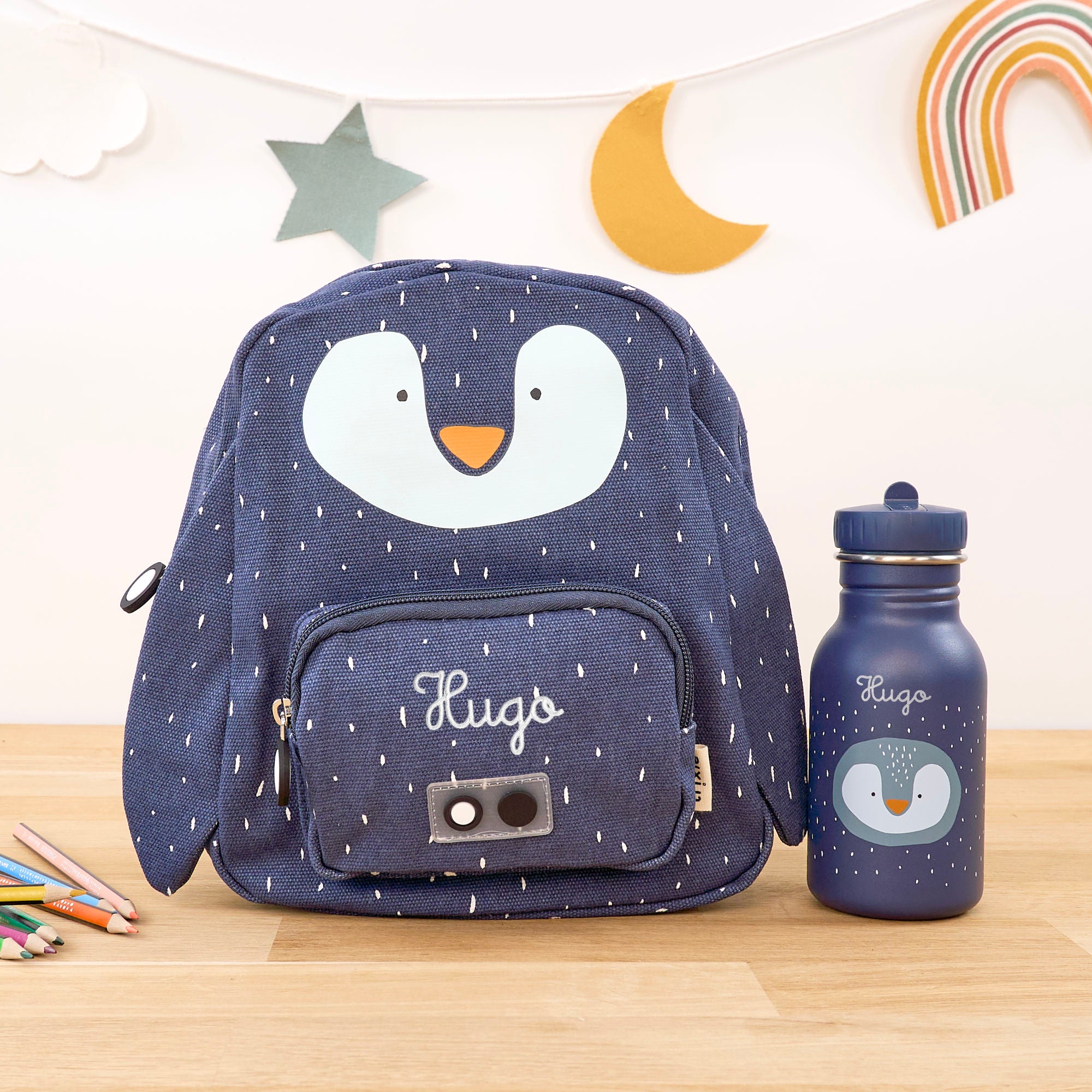 Mini Kinderrucksack Set mit Namen - Pinguin