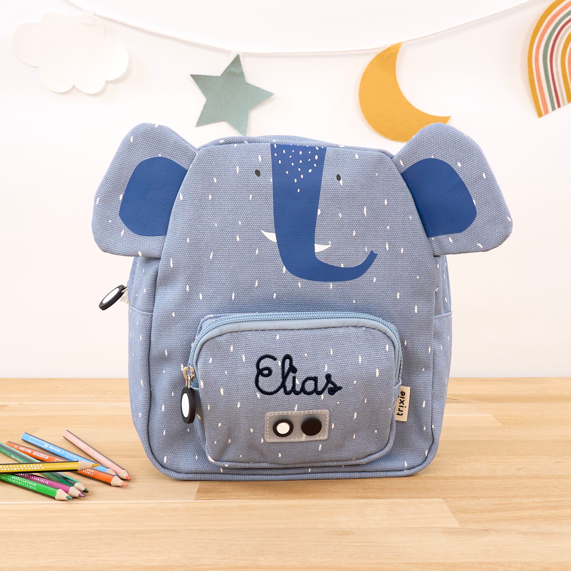 Mini children's backpack set with name - elephant