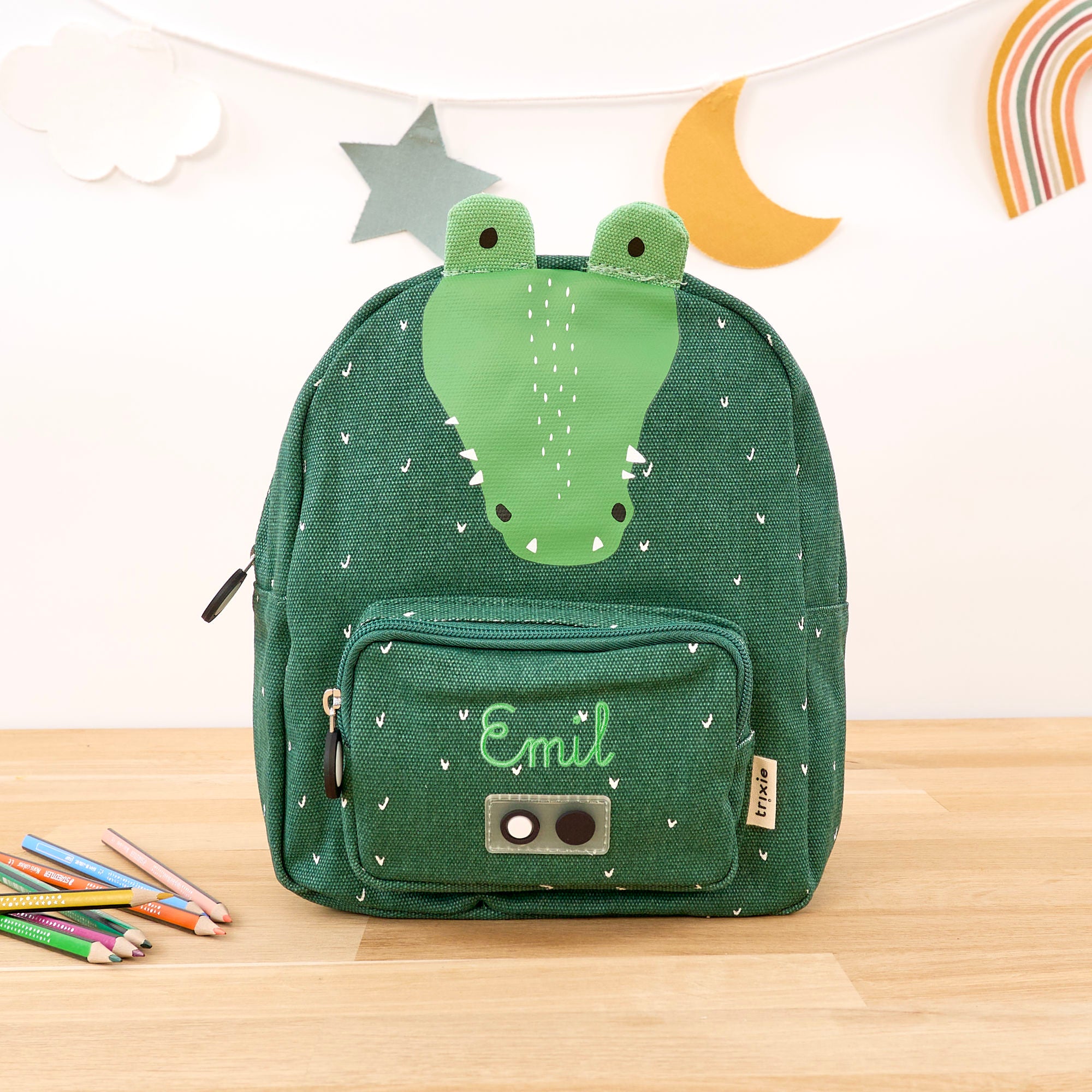 Mini children's backpack set with name - crocodile