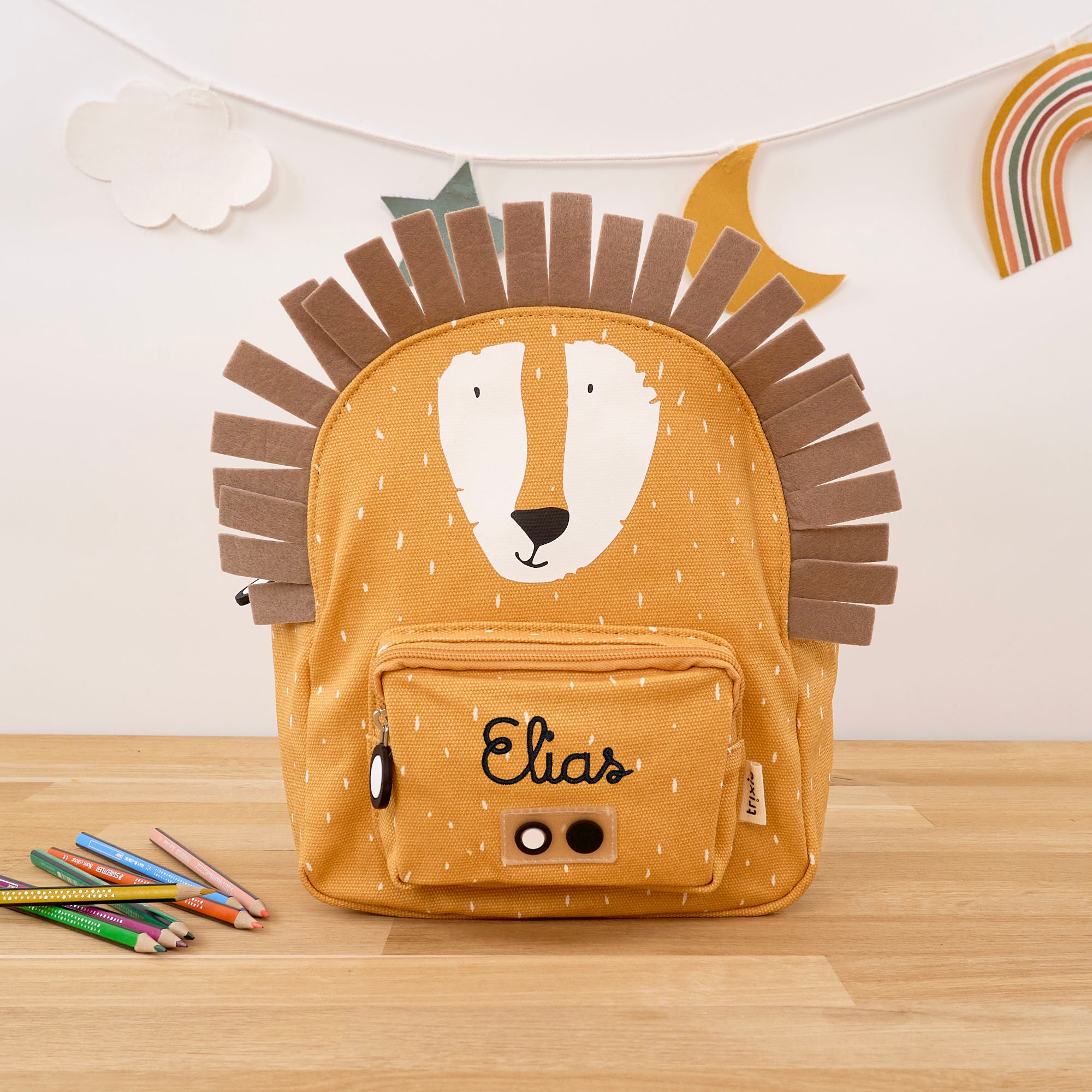 Mini children's backpack set with name - lion