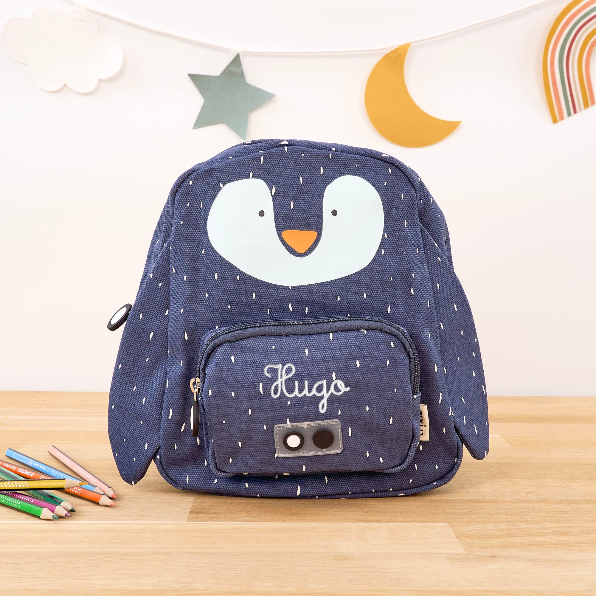 Mini children's backpack set with name - Penguin